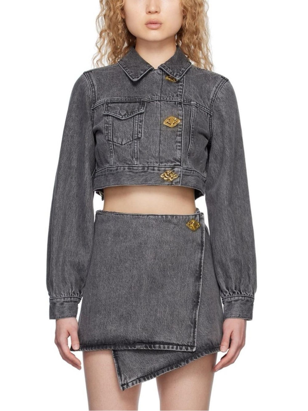 EUC Ganni Cropped Denim Jacket in Sharkskin size EU40/US L